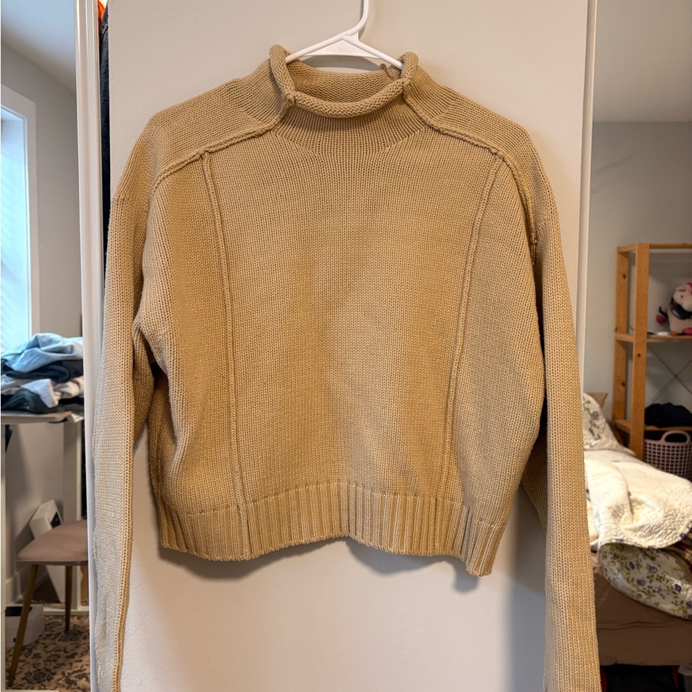Double Zero Women's Mock Neck Sweater in Camel